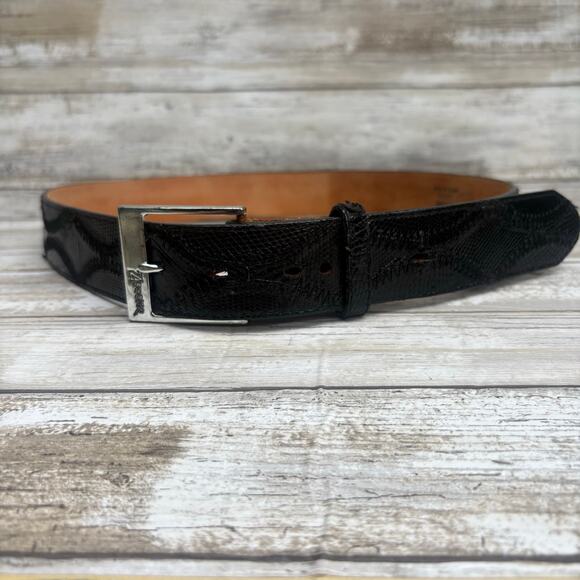 Nocona Belt Genuine Lizard Made in US Black Sz 34 Exotic Western Cowgirl - Picture 2 of 10